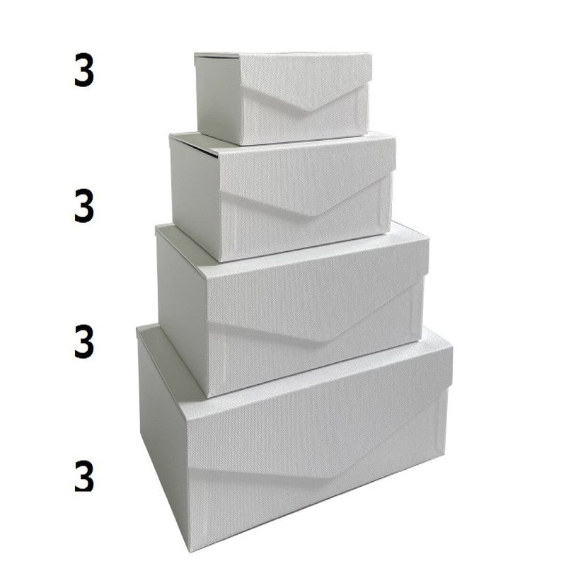 Daiso Paper Box with Lid -4 Sizes - Rectangular - White- FrontPackage