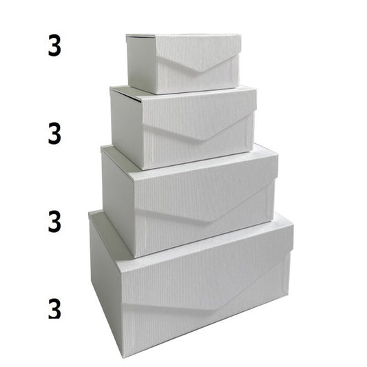 Daiso Paper Box with Lid -4 Sizes - Rectangular - White- FrontPackage