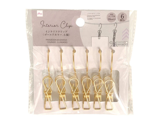 Daiso Interior clips -gold color-6 pcs.- FrontPackage