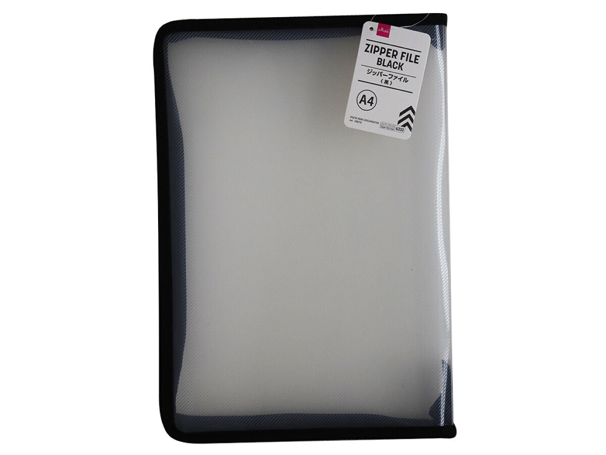 Daiso A4 Zipper file Black FrontPackage