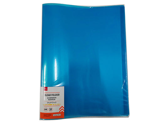 Daiso Clear Folder -A4 - 30 Pockets - Clear Blue- FrontPackage