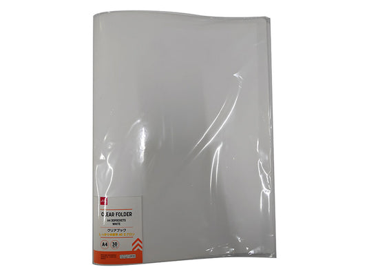 Daiso Clear Folder -A4 - 30 Pockets - White- FrontPackage