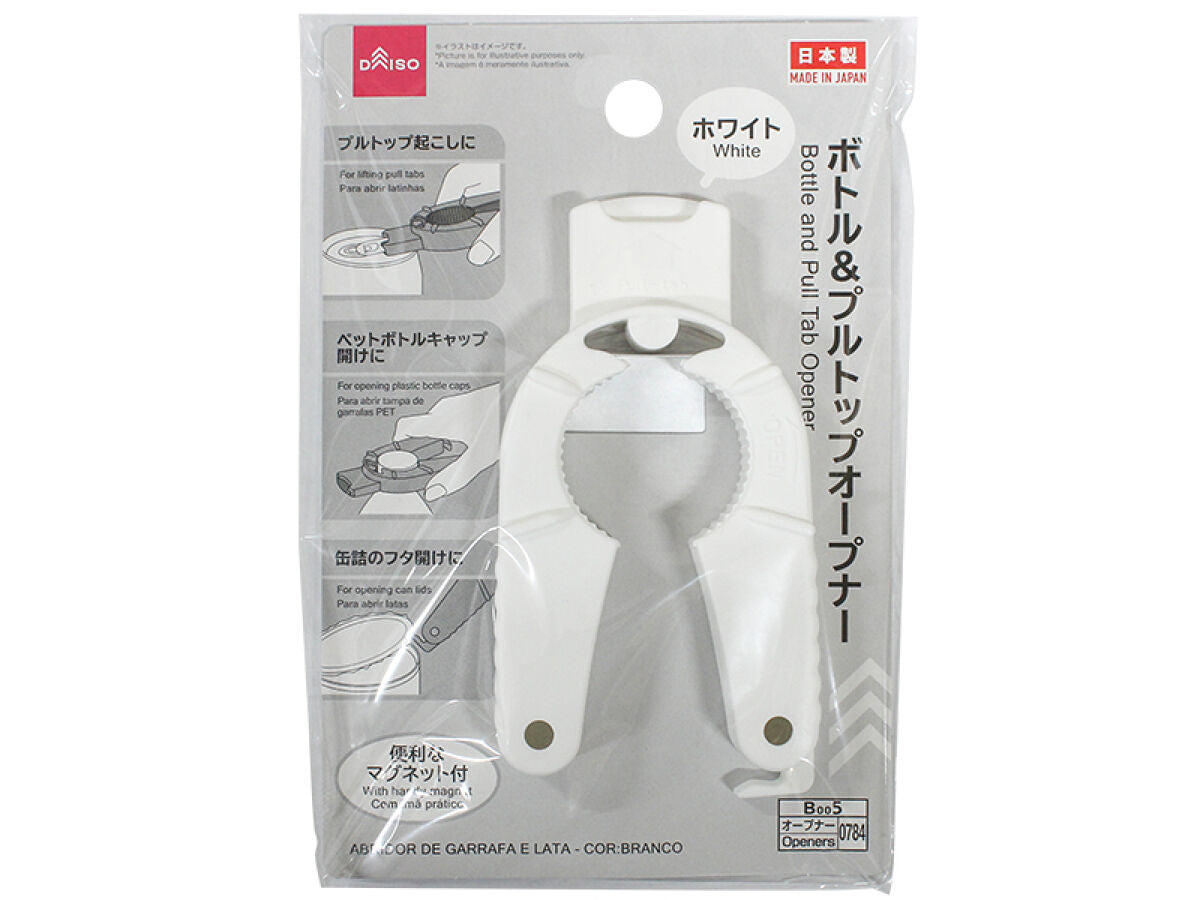 Daiso Bottle And Pull Tab Opener -White- FrontPackage