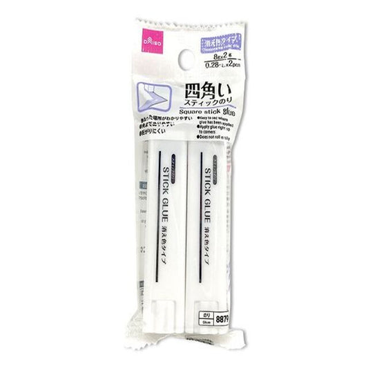 Daiso Square Glue Stick - Disappearing Color Type - 2 pcs. - FrontPackage
