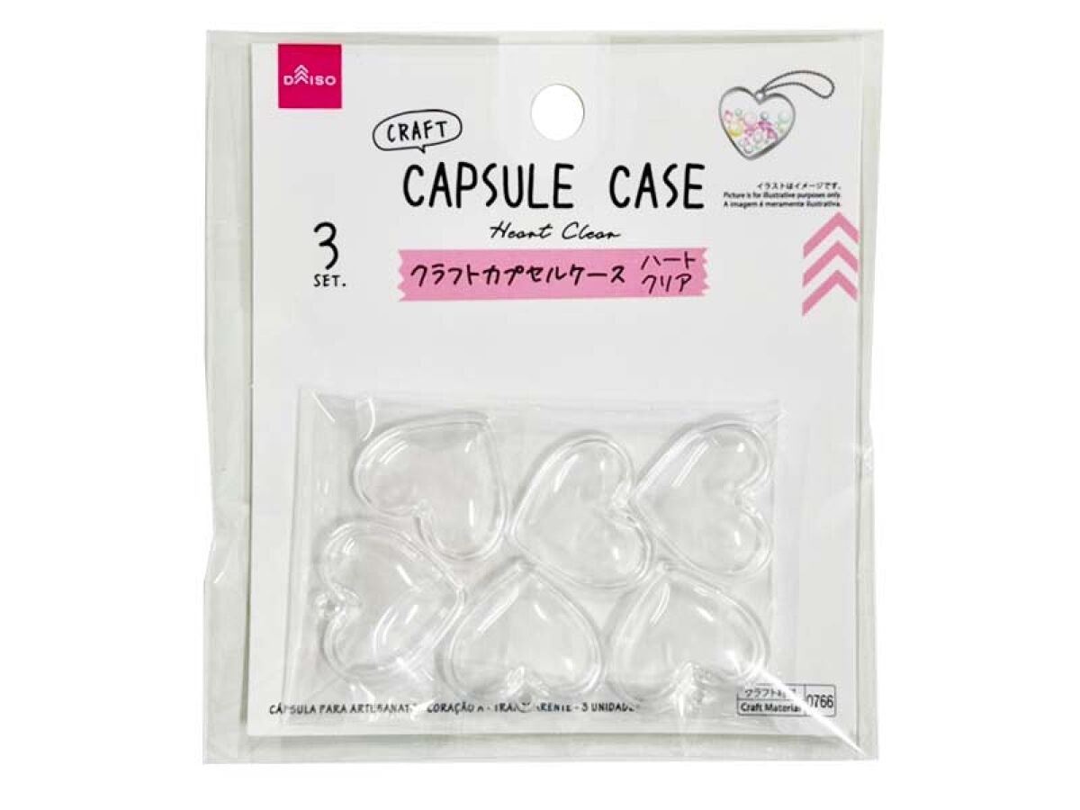 Daiso Craft Capsule Case - Heart A Clear 3set - FrontPackage
