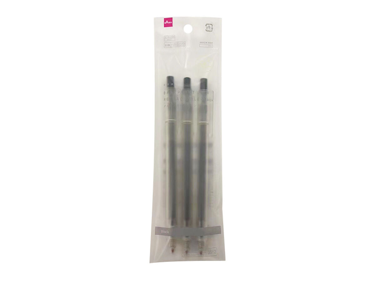 Daiso Gel Ink Ballpoint Pen -Retractable - Black - 3 pcs.- FrontPackage