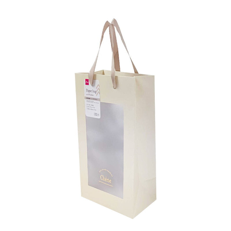 Daiso Paper Bag with Window -Simple Text - Light Gray- FrontPackage