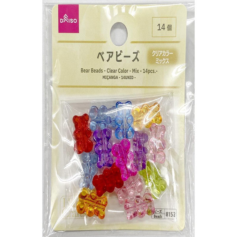 Daiso Bear Beads -Clear Color - Mix -14 pcs.- FrontPackage