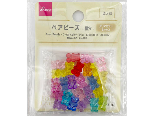 Daiso Bear Beads - Clear Color - Mix - Side hole - 25pcs.- FrontPackage