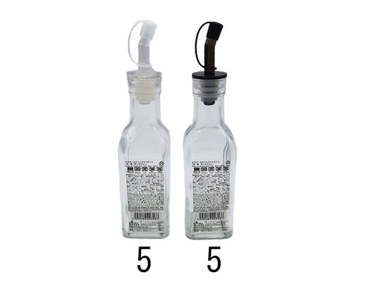 Daiso Vinegar and Oil Glass Bottle -White - Black- FrontPackage