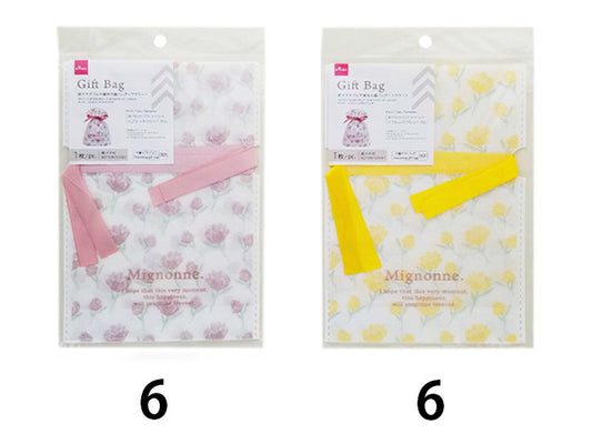 Daiso Non-Woven Drawstring Bag with Bottom Gusset - Flower - FrontPackage