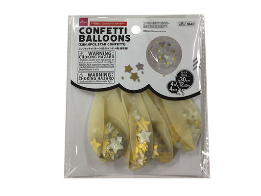 Daiso Confetti Balloons (12in,4pcs,Star Confetti) FrontPackage