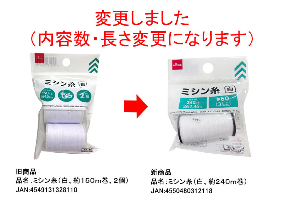 Daiso Machine Sewing Thread -White - FrontPackage
