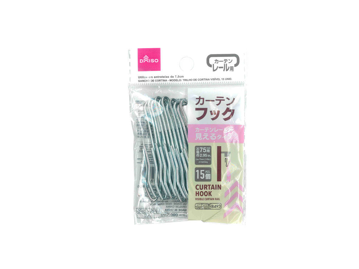 Daiso Curtain Hook -Visible Curtain Rail - 15 pcs.- FrontPackage