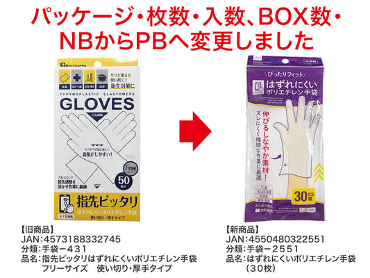 Daiso POLYETHYLENE GLOVES THAT WILL NOT SLIP OFF EASILY -30 PCS.- FrontPackage