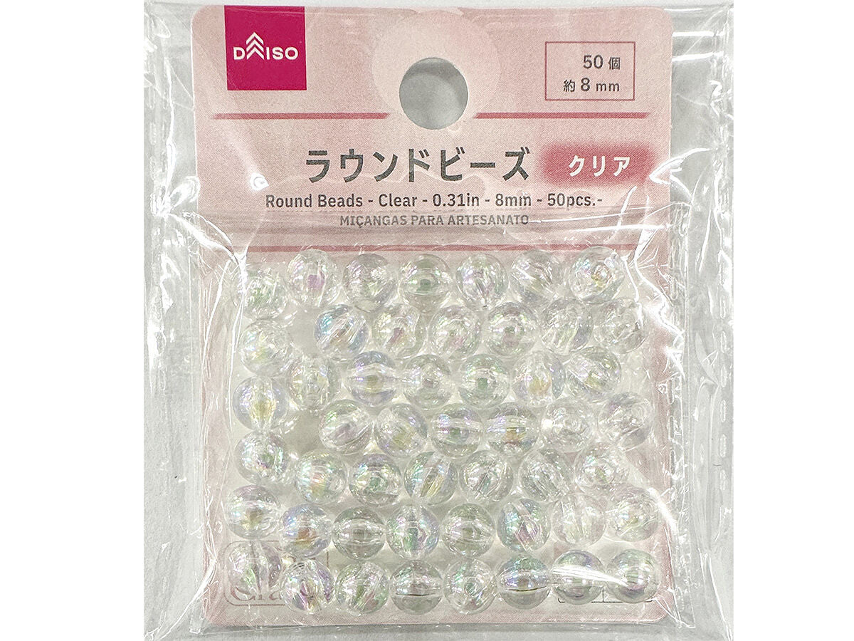 Daiso Round Beads - Clear - 50 pcs.- FrontPackage