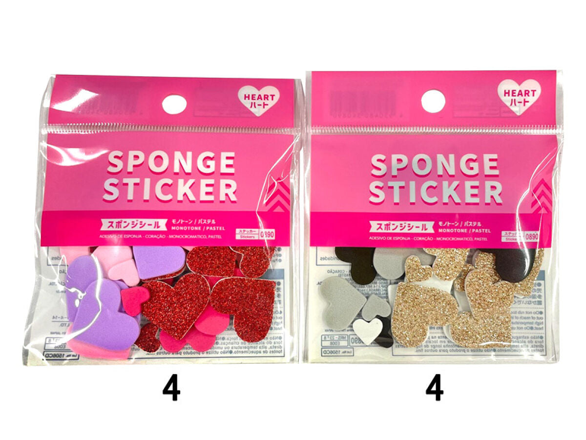 Sponge Sticker -Heart - Monochrome , Pastel -