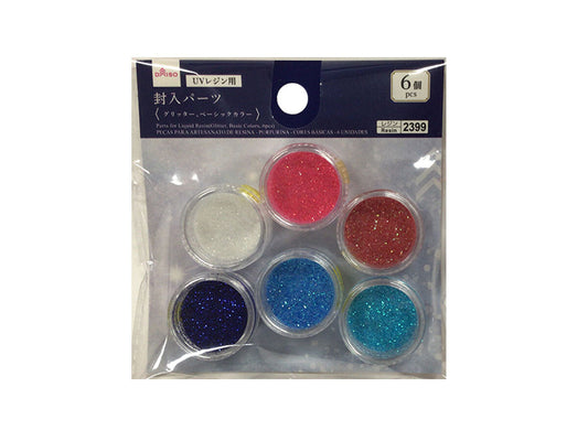 Daiso Parts for Liquid Resin(Glitter, Basic Colors, 6pcs) FrontPackage