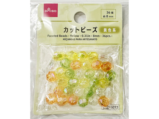 Daiso Faceted Beads - Yellow - 36 pcs.- FrontPackage