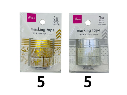 Daiso Masking Tape -Foil Stamping -Vintage Style -3 pcs.- FrontPackage