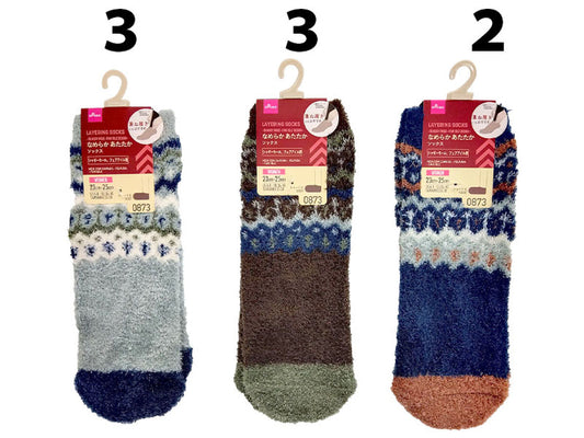 Daiso Layering Socks - Shaggy Mole - Fair Isle Design - FrontPackage