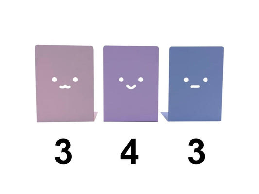 Daiso Bookend -Facial Expression - Pink- Purple- Blue- FrontPackage
