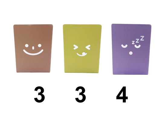 Daiso Bookend -Facial Expression - Salmon Pink- Yellow- Purple- FrontPackage