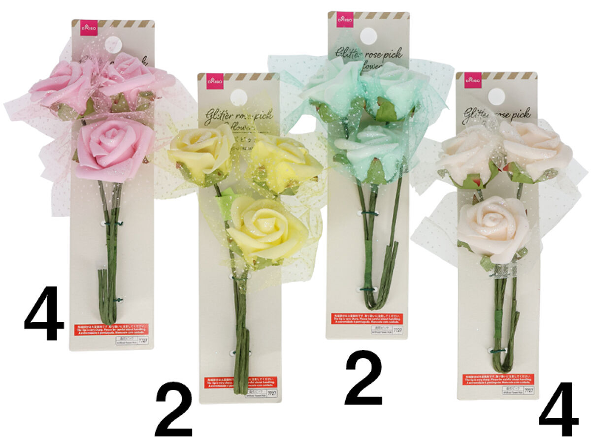 Daiso Glitter Rose Pick - 3pcs.- FrontPackage