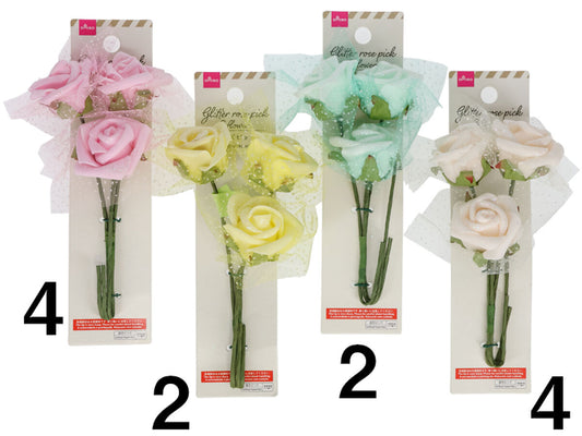 Daiso Glitter Rose Pick - 3pcs.- FrontPackage