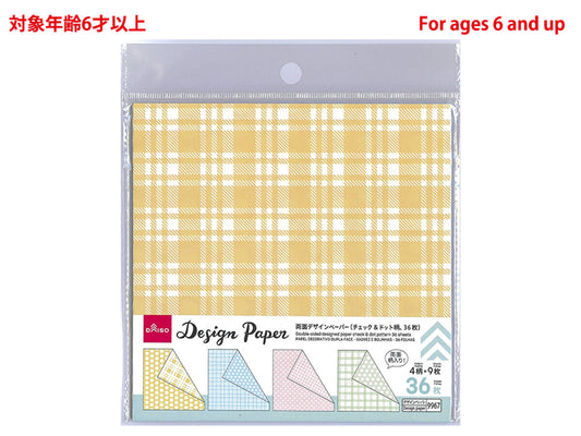 Daiso Double-sided designed paper check & dot pattern 36 sheets FrontPackage
