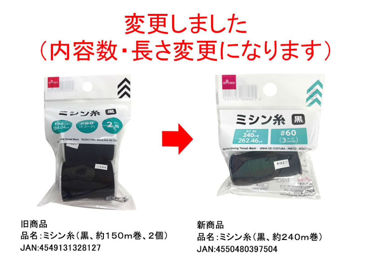 Daiso Machine Sewing Thread -Black - FrontPackage