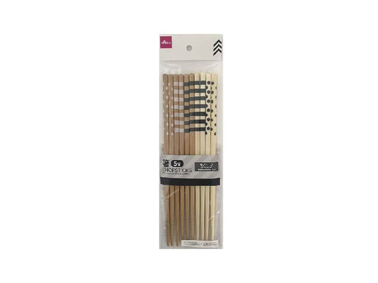 Daiso Chopsticks -Monotone - 5Pairs - 8.85in - 22.5cm- FrontPackage