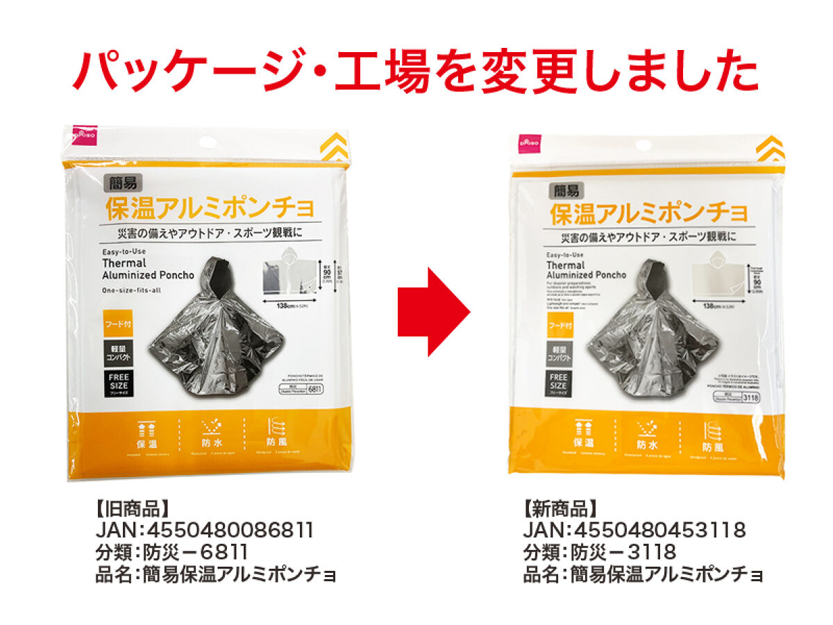 Daiso Easy-to-Use Thermal Aluminized Poncho FrontPackage