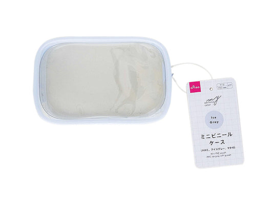 Daiso Mini PVC pouch -PMC ice gray with gusset- FrontPackage