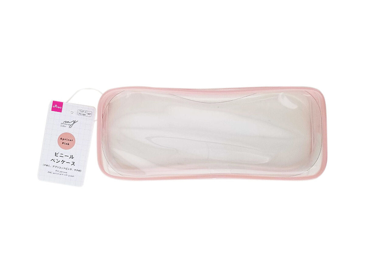 Daiso PVC pen case -PMC apricot pink with gusset- FrontPackage