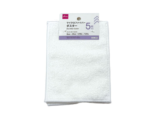 Daiso MICROFIBER DUSTER - WHITE , 5.90in x 7.87in (15cm x 20cm) , 5pcs - FrontPackage