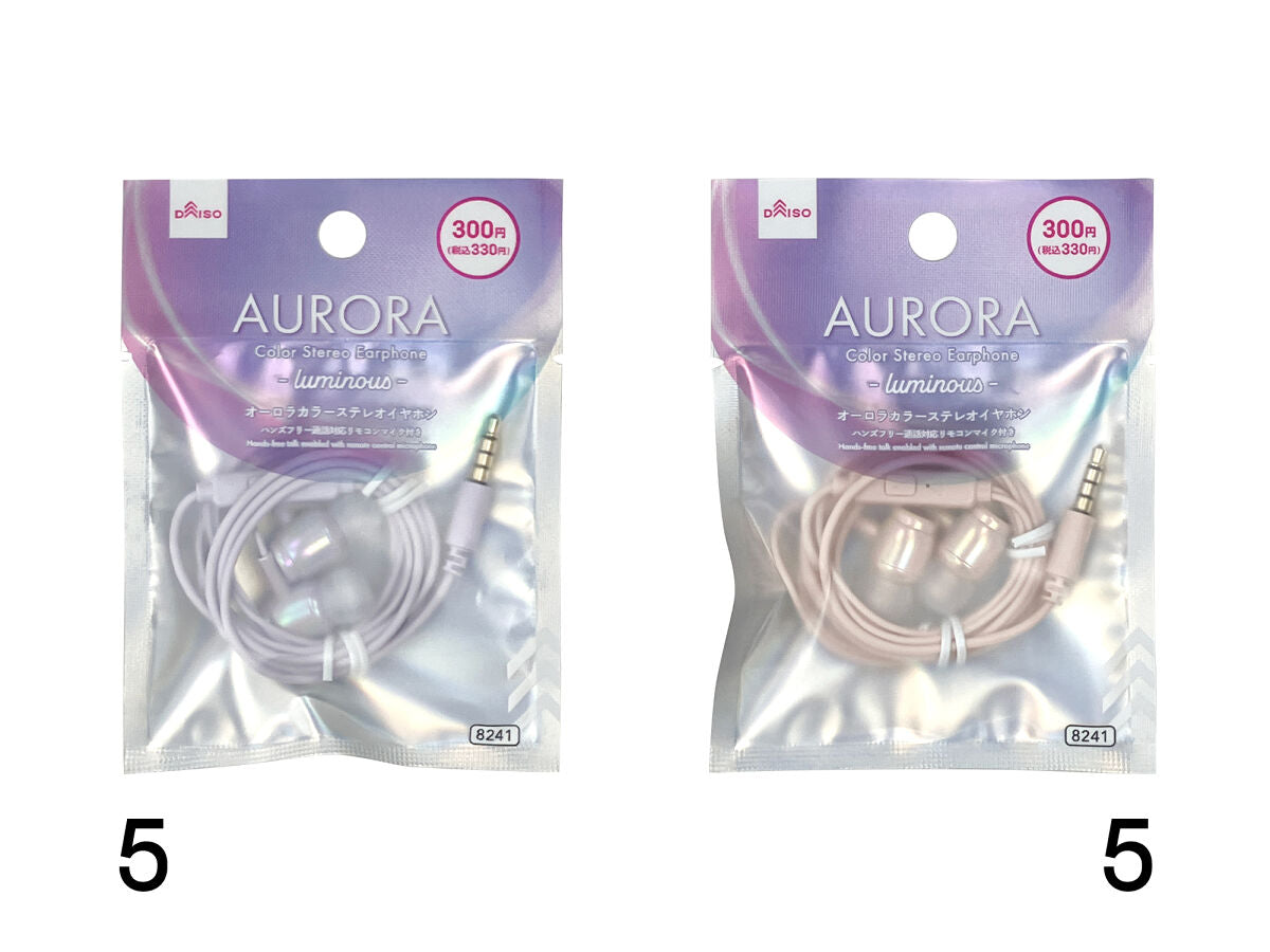 Daiso Aurora Color Stereo Earphone - Luminous - FrontPackage