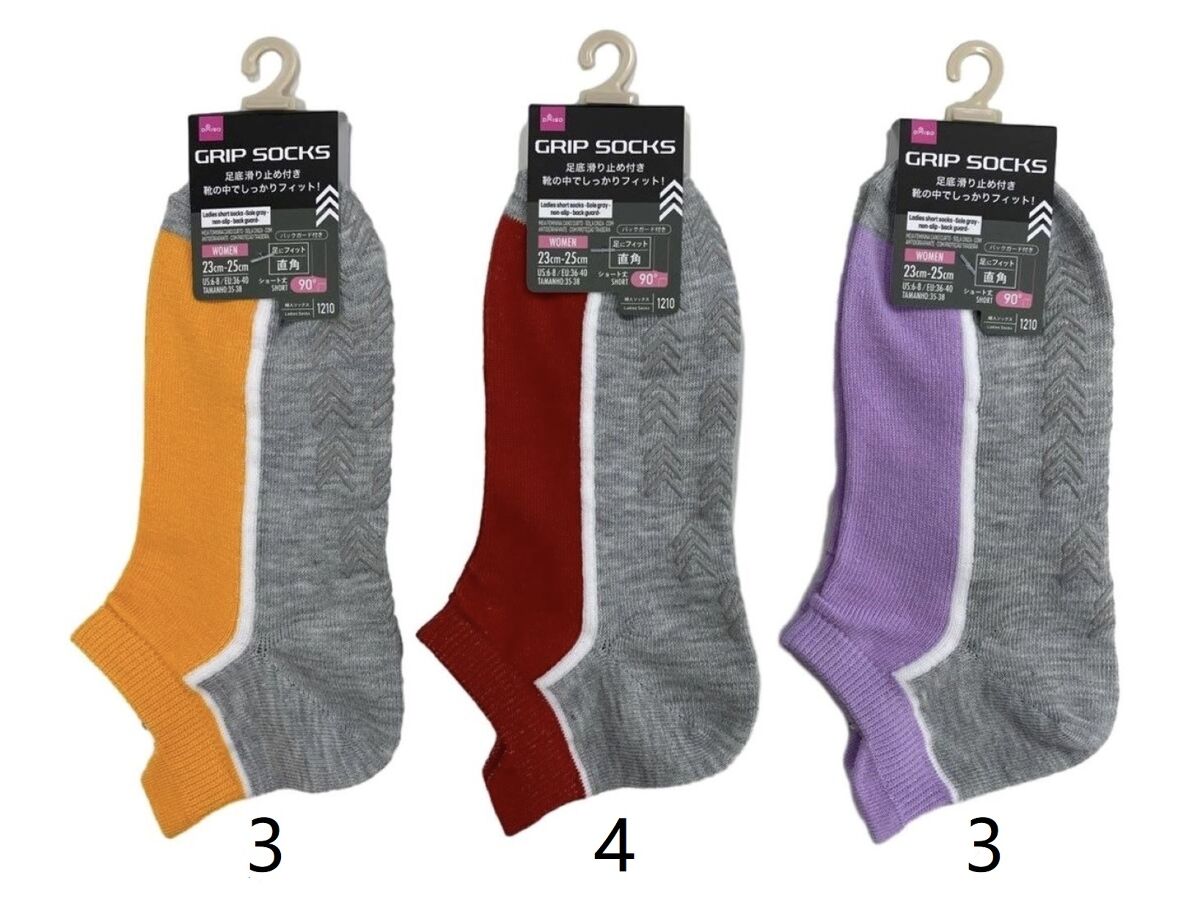 Daiso Ladies short socks -Sole gray - non-slip - back guard- FrontPackage