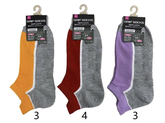 Daiso Ladies short socks -Sole gray - non-slip - back guard- FrontPackage