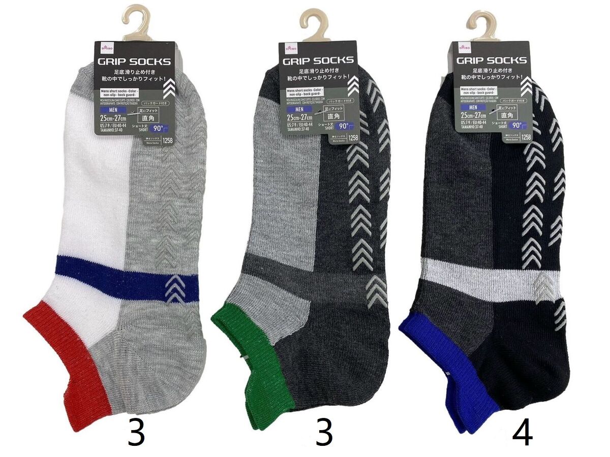 Daiso Mens short socks -Color - non-slip - back guard- FrontPackage