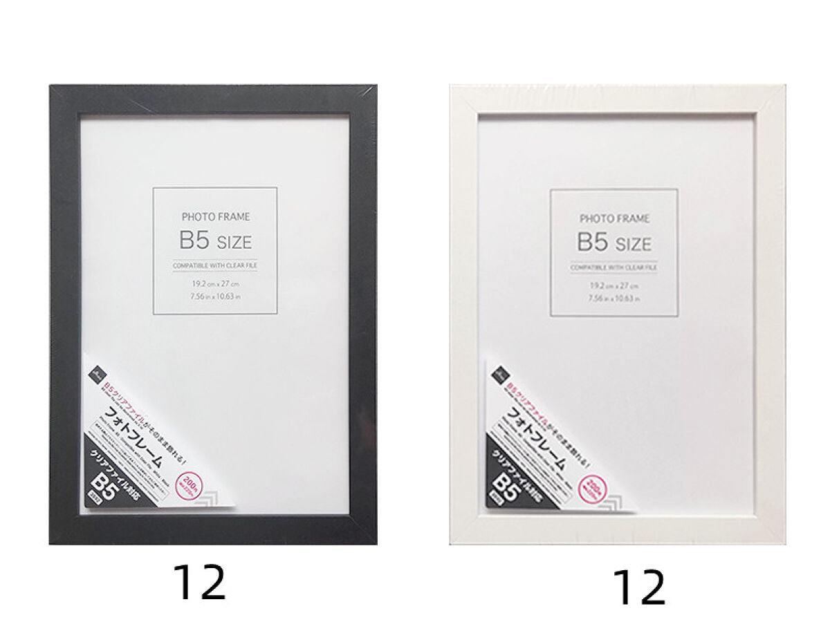 Daiso Photo Frame -B5 - Compatible with Clear File - White - Black- FrontPackage