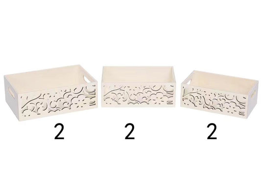 Daiso Wood Box -Japanese Pattern - 3 Sizes- FrontPackage
