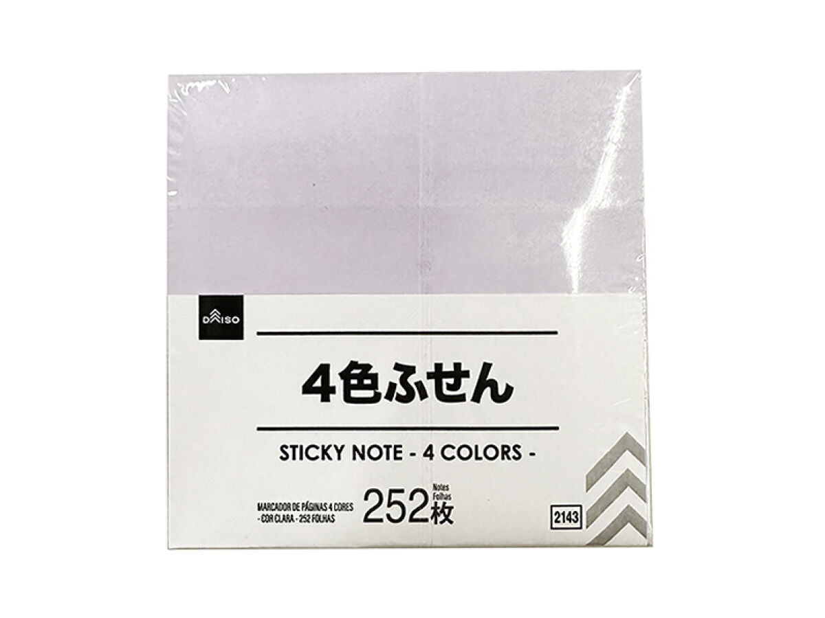 Daiso Sticky Note-4 Colors -  Pale color -  252 Notes- FrontPackage