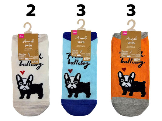Daiso Animal Socks - Short Length - French Bulldog - FrontPackage