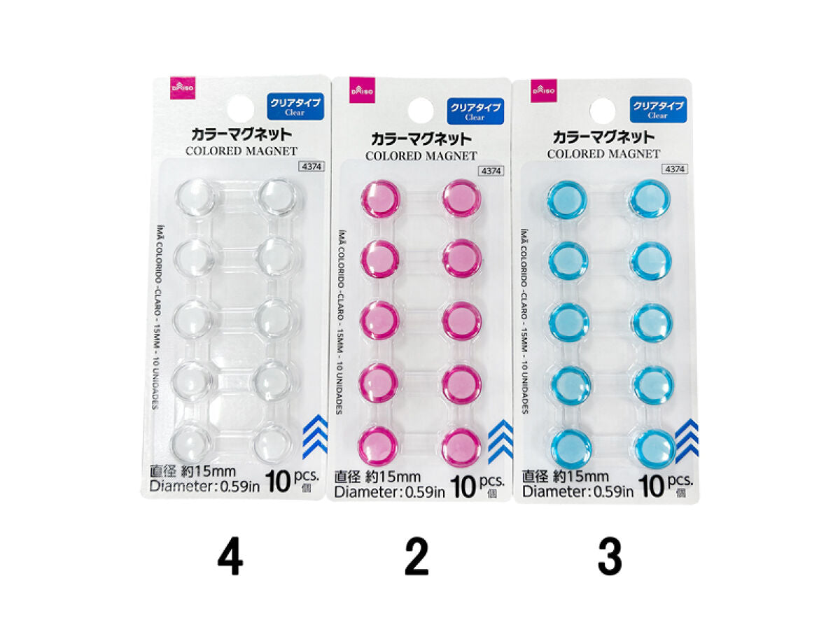 Daiso Colored Magnet -Clear -10 pcs.- FrontPackage