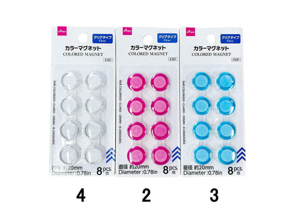 Daiso Colored Magnet - Clear - 8 pcs.- FrontPackage