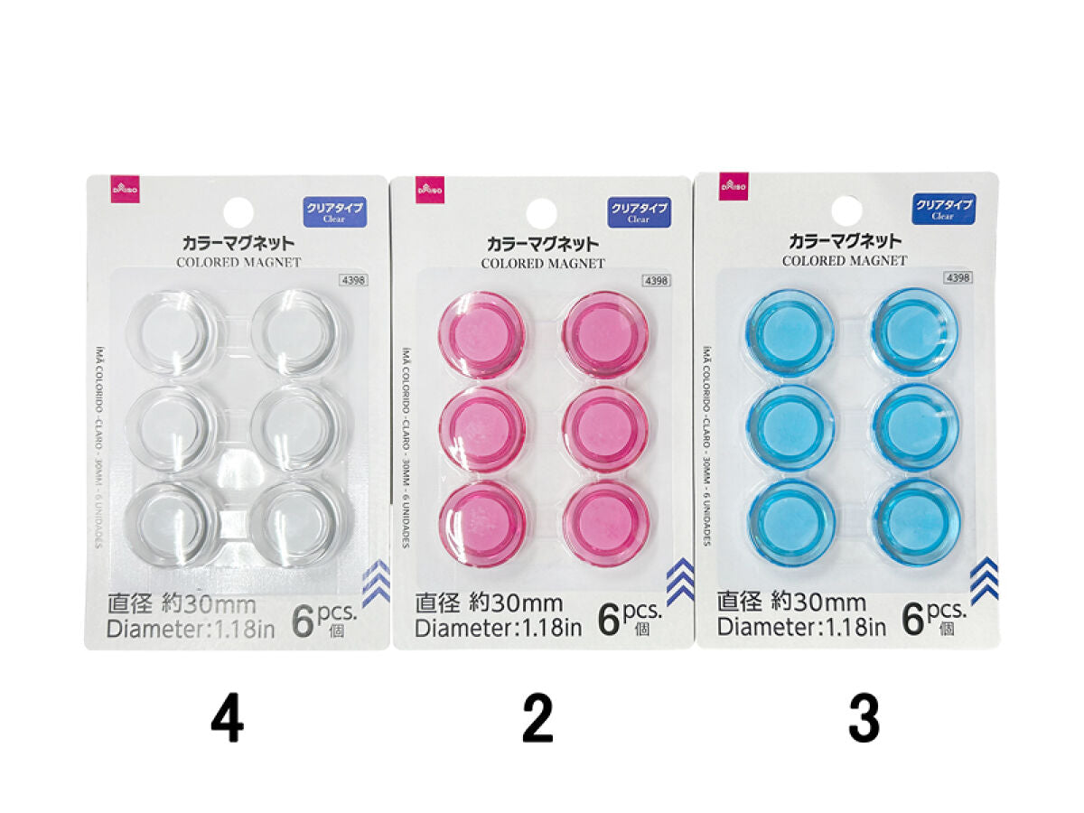 Daiso Colored Magnet - Clear - 6 pcs.- FrontPackage