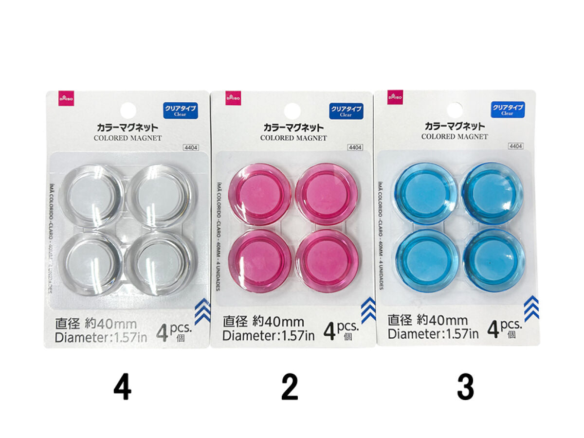 Daiso Colored Magnet - Clear - 4 pcs.- FrontPackage