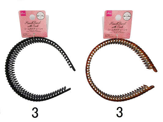 Daiso Headband with comb (Black, tortoiseshell tone) FrontPackage