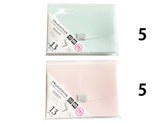 Daiso Document File - 13 Pockets - Paletone - Pink - Green - FrontPackage